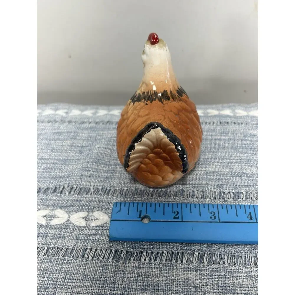 Vintage Ceramic Hen Chicken Figurine Brown Red Farmhouse Country Kitchen Decor